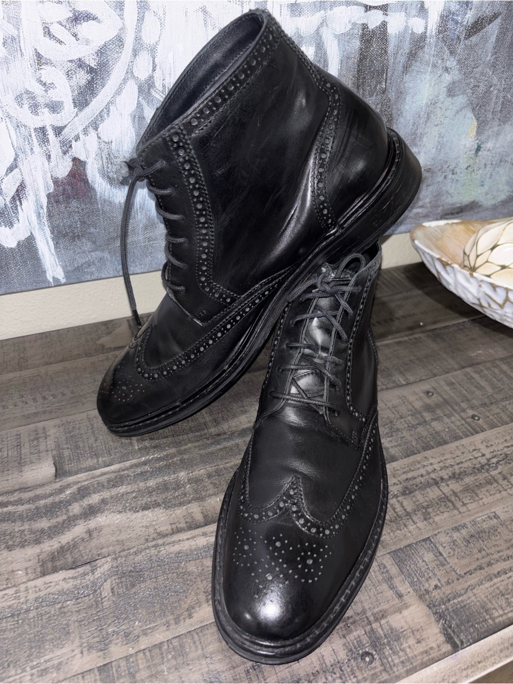 Men's Cole Haan Air Colton LEATHER Wingtip Ankle BOOTS 12M - Picture 8 of 13